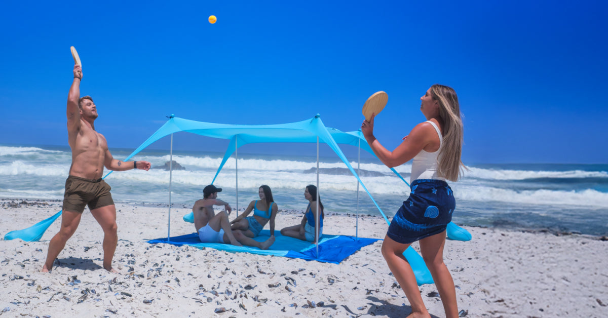 NINJA SHELTER × 1 Dark Beige SUN NINJA 7x7.5 FT Pop-Up Beach Tent with Sand Shovel, Pegs