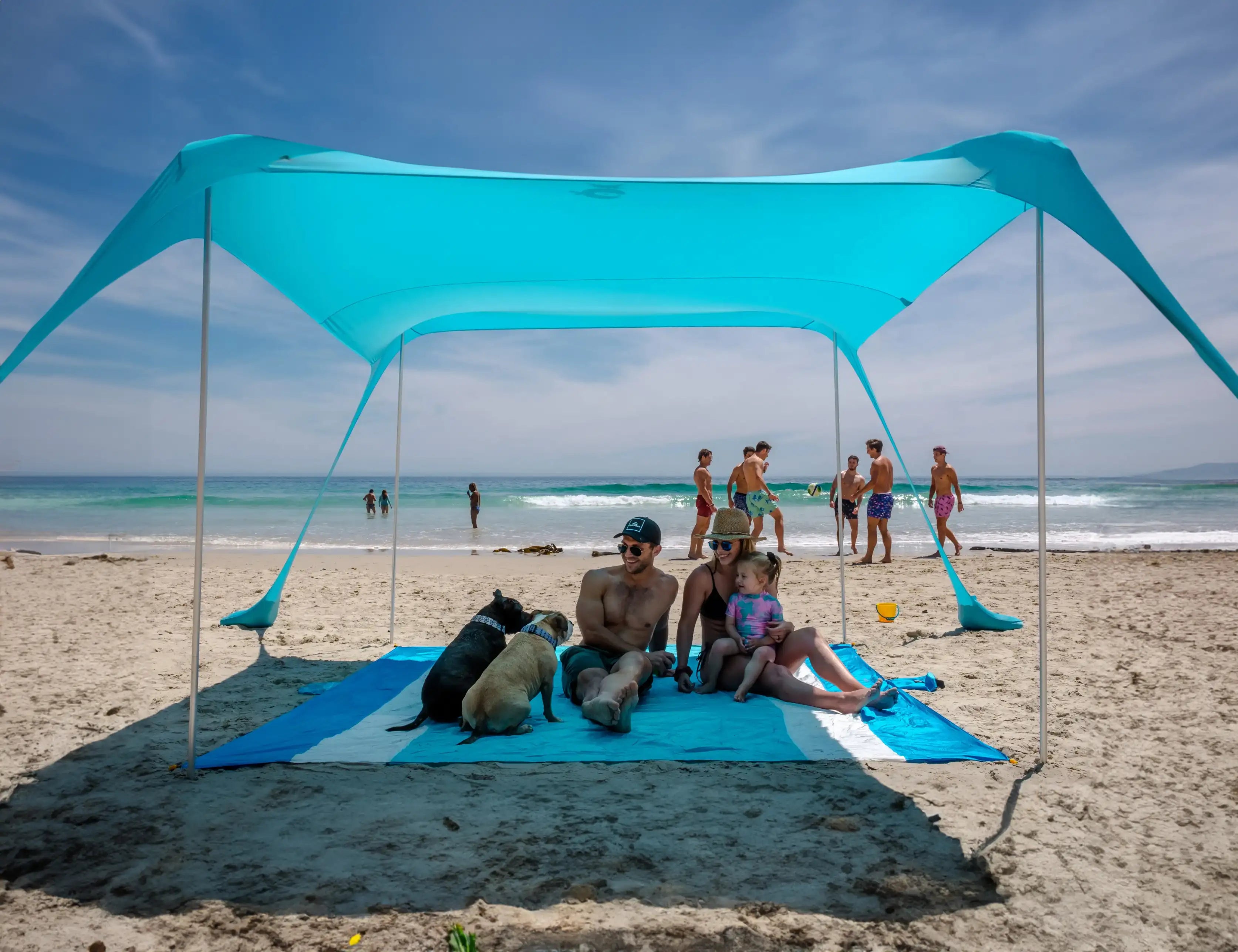 SUN NINJA Baby Pop-up Beach Tent, UPF50+ Beach Shade Canopy, Sun Shelter  with Carry Bag, Ground Pegs and Stability Poles, Outdoor Shade for Camping