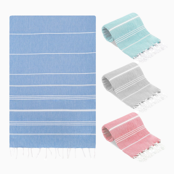 【as\"on】BABY BLUE BEACH TOWEL◆ ZNDUO Bath Towel, Blue Wavy Lines Pattern Oversized Quick
